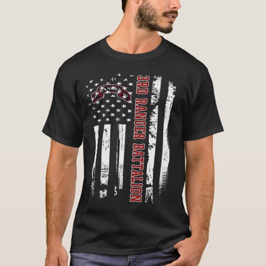 3rd Ranger Battalion Veteran USA Flag Veterans Day Tシャツ (正面)