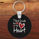 3rd Third Grade Has My Heart Buffalo Print Teacher キーホルダー (正面)