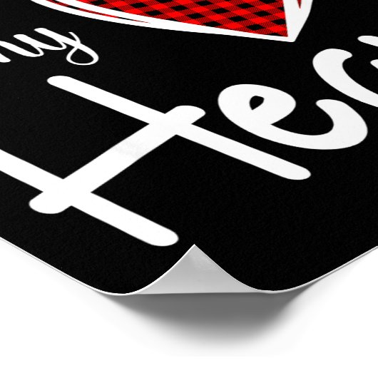 3rd Third Grade Has My Heart Buffalo Print Teacher ポスター (角)