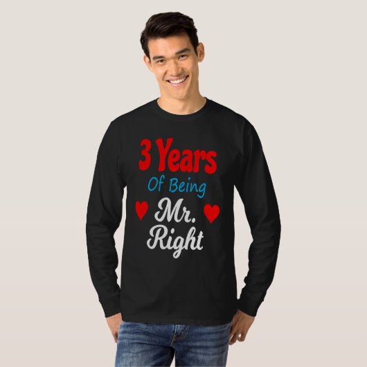 3rd Wedding Anniversary for Men Him Mr Right Husba Tシャツ (正面フル)