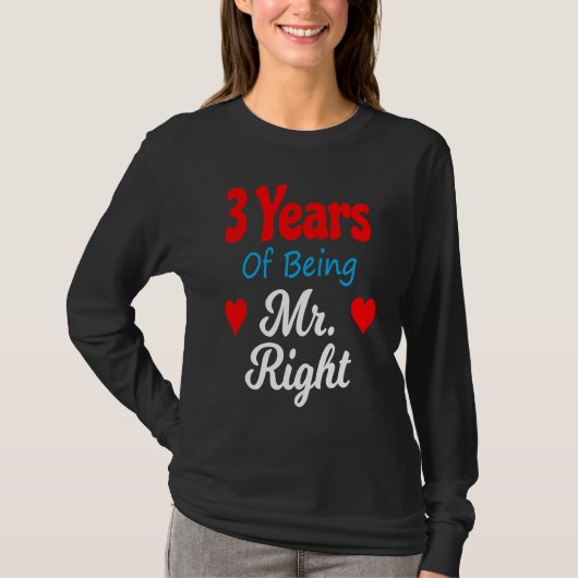 3rd Wedding Anniversary for Men Him Mr Right Husba Tシャツ (正面)