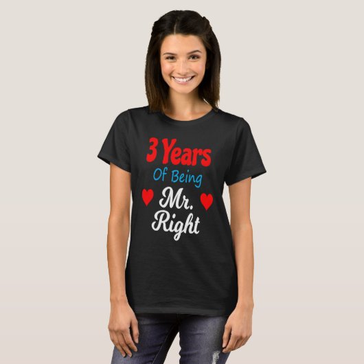 3rd Wedding Anniversary for Men Him Mr Right Husba Tシャツ (正面フル)
