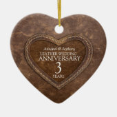 3rd Wedding Anniversary Leather heart ornament セラミックオーナメント (正面)