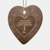 3rd Wedding Anniversary Leather heart ornament セラミックオーナメント (左)
