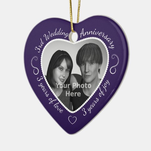 3rd Wedding Anniversary Photo セラミックオーナメント (左)