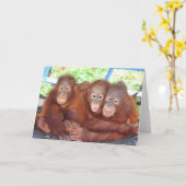3's Not a Crowd - Orangutanベビー カード (黄色い花)