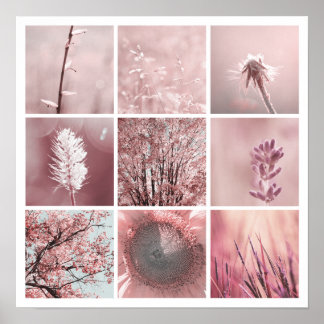 3x3ピンクの写真プリント ポスター