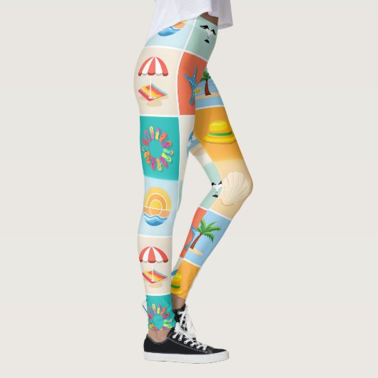 3x3 Beach Pattern Design レギンス (右)