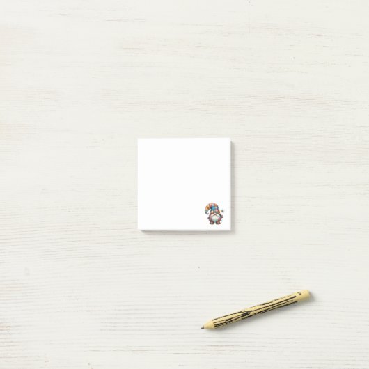 3x3 Post-It Note with Tiny Gnome Design ポストイット (デスク上)