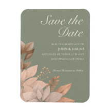 3X4 Sage Green & フローラSave the Date Magnet
