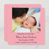 3x5シスター発表誕生ピンク 案内状 (正面/裏面)