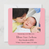 3x5シスター発表誕生ピンク 案内状 (正面)