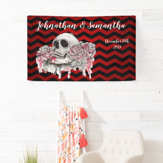 3'x5'バナパーソナライズされたースカルバラゴシック 横断幕 (インサイチュ)