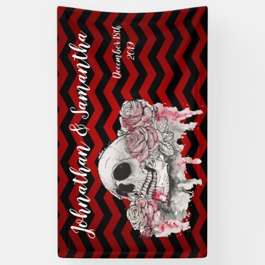 3'x5'バナパーソナライズされたースカルバラゴシック 横断幕 (縦)