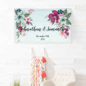 3'x5'バナパーソナライズされたー熱帯花(青) 横断幕 (インサイチュ)