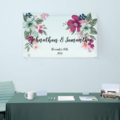 3'x5'バナパーソナライズされたー熱帯花(青) 横断幕 (トレードショー)