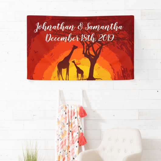 3'x5'バナーアフリカパーソナライズされたサファリキリンS 横断幕 (インサイチュ)