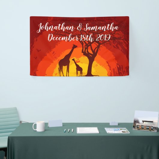 3'x5'バナーアフリカパーソナライズされたサファリキリンS 横断幕 (トレードショー)