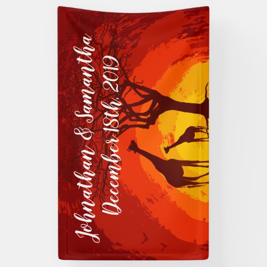 3'x5'バナーアフリカパーソナライズされたサファリキリンS 横断幕 (縦)