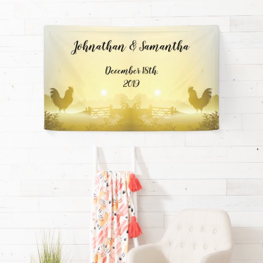 3'x5'バナーサニパーソナライズされたーモーニングファーム数 横断幕 (インサイチュ)