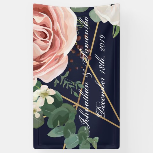 3'x5'バナージオメパーソナライズされたトリックガーデン海軍 横断幕 (縦)