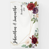 3'x5'バナーホワイトロパーソナライズされたーズ金ゴールドジオメトリ 横断幕 (縦)