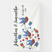 3'x5'バナー鳥パーソナライズされた刺伝統的青 横断幕 (縦)