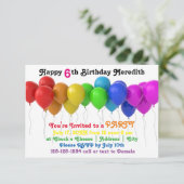 3x5レインボーバルーン誕生日招待状 招待状 (スタンド正面)