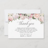 3x5悔やみや弔慰ピンクローズありがとうフォトカード サンキューカード (正面)