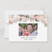 3x5悔やみや弔慰ピンクローズありがとうフォトカード サンキューカード (裏面)