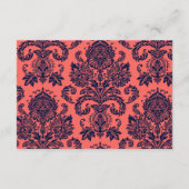 3x5方向カードネイビーブルーコーラルダマスクレース エンクロージャーカード (裏面)