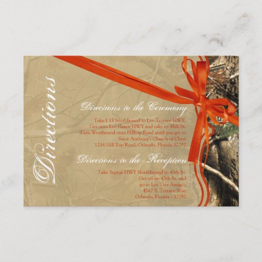 3x5方向カードハンターズカモフラージュ迷彩柄オレンジ エンクロージャーカード (正面)