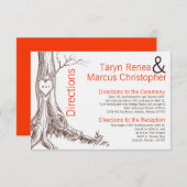 3x5方向カード秋ツリーイニシャル彫刻 エンクロージャーカード (正面/裏面)