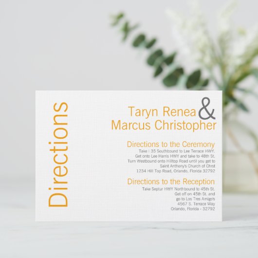 3x5方向カード黄色灰色の灰色の一流のシェブロン エンクロージャーカード (スタンド正面)