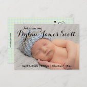 3x5美しい原稿のベビーの招待状の男の子か女の子 案内状 (正面/裏面)