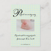 3x5美しい原稿のベビーの招待状の男の子か女の子 案内状 (裏面)