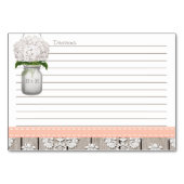 3x5 Peach Hydrangea Mason Jarレシピカード テーブルナンバー (裏面)