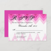 3x5 R.S.V.P.の応答カードグラデーションなシェブロンのピンク 出欠カード (正面/裏面)