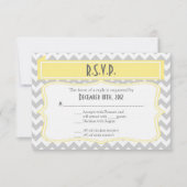 3x5 R.S.V.P.の応答カードシェブロンのストライプな灰色の黄色 出欠カード (正面)