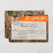 3x5 R.S.V.P.の応答カードシカのカップルの雌ジカの木びき台の迷彩柄 出欠カード (正面/裏面)