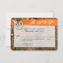 3x5 R.S.V.P.の応答カードシカのカップルの雌ジカの木びき台の迷彩柄 出欠カード