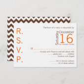 3x5 R.S.V.P.の応答カードブラウンのオレンジシェブロン 出欠カード (正面/裏面)