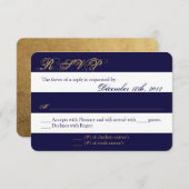 3x5 R.S.V.P.の応答カードモダンのストライプ海軍白 出欠カード (正面/裏面)