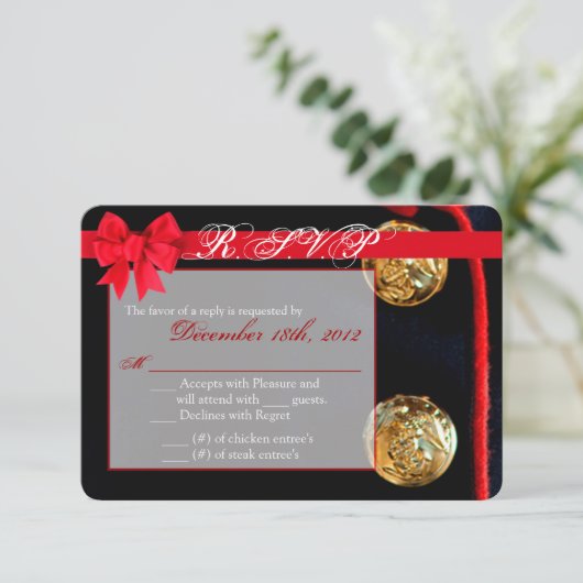 3x5 R.S.V.P.の応答カード均一海洋の服青 出欠カード (スタンド正面)