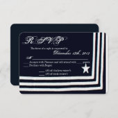 3x5 R.S.V.P.の応答カード海軍夏の服青 出欠カード (正面/裏面)