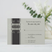 3x5 R.S.V.P.の応答カード準正装の出来事の灰色 出欠カード (スタンド正面)