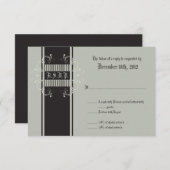 3x5 R.S.V.P.の応答カード準正装の出来事の灰色 出欠カード (正面/裏面)