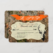 3x5 R.S.V.P.の応答カード狩りのシカの木びき台の頭部カム 出欠カード (正面/裏面)