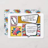 3x5 R.S.V.P.の応答カード続きこま漫画の本のポップアート 出欠カード (正面/裏面)