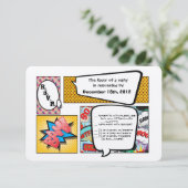 3x5 R.S.V.P.の応答カード続きこま漫画の本のポップアート 出欠カード (スタンド正面)